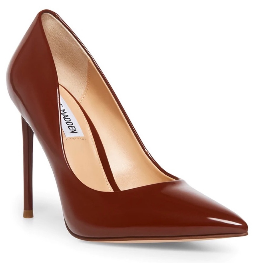 Steve Madden Vala Cognac Patent Leather Stiletto Heels